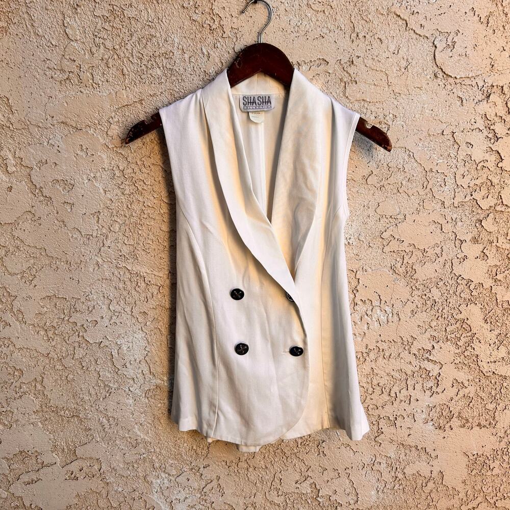 Vintage SHA SHA Collection Double Breasted Sleeveless Blazer Vest Small
